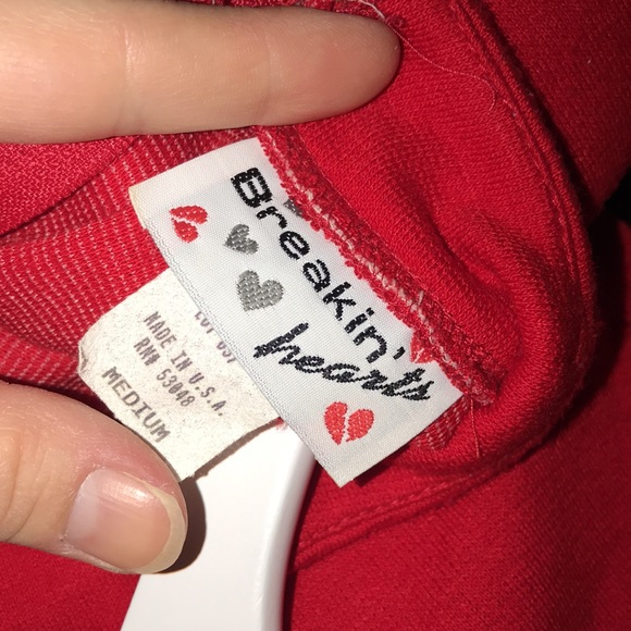 RARE Vintage 80’s Breakin’ Hearts Red Long Sleeve High Neck Toggle Dress - Picture 13 of 15